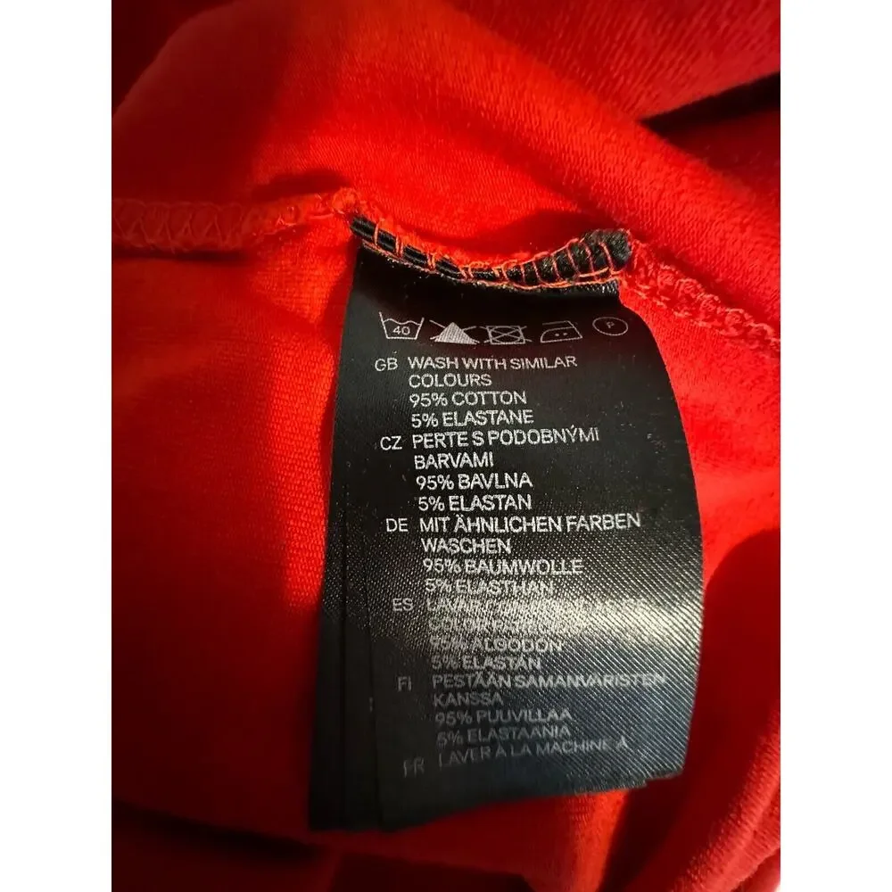 H&M Scooped Neck Top Long Sleeves Red M Casual Minimalist 50-08 - Picture 13 of 15